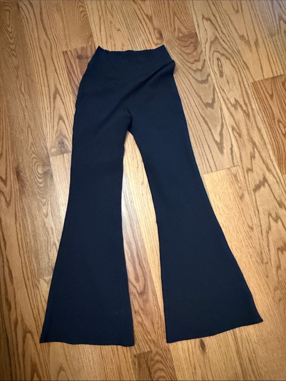 Alara Black High-Waist Flared Knit Pants